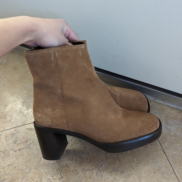 By Far Ellen Cognac Suede Boots Size 37 - Picture 1 of 7